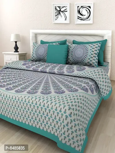 Trendy Cotton Double BedSheet With 2 Pillow Cover-thumb0