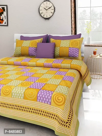 Trendy Cotton Double BedSheet With 2 Pillow Cover-thumb0