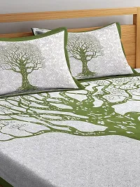 Trendy White Cotton Printed Double Bedsheet With 2 Pillow Cover-thumb1