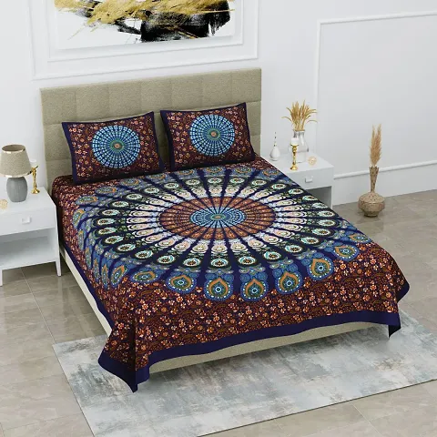 Printed Cotton Double Bedsheets (94*83 Inch)