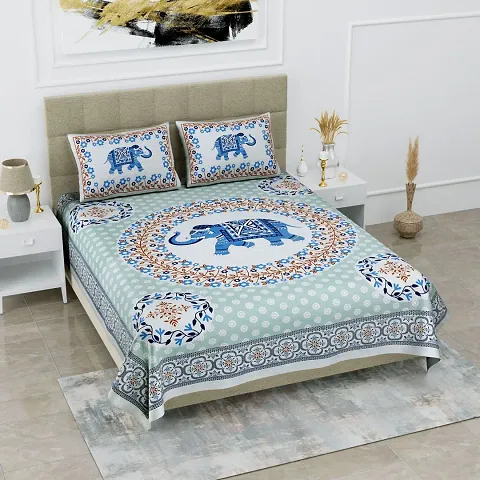 Printed Cotton Double Bedsheets (94*83 Inch)