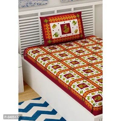 Trendy Cotton Single bedsheet With 1 Pillow Cover-thumb3