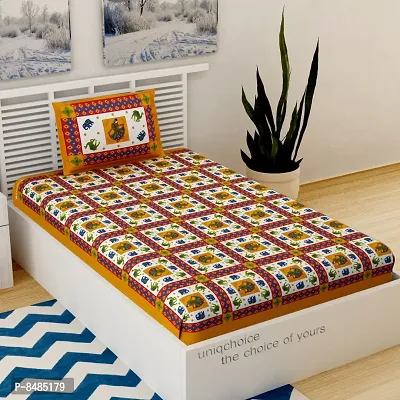 Trendy Cotton Single bedsheet With 1 Pillow Cover-thumb0
