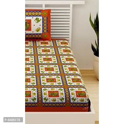 Trendy Cotton Single bedsheet With 1 Pillow Cover-thumb4