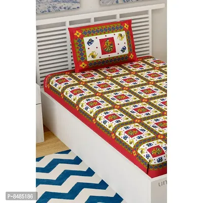 Trendy Cotton Single bedsheet With 1 Pillow Cover-thumb3