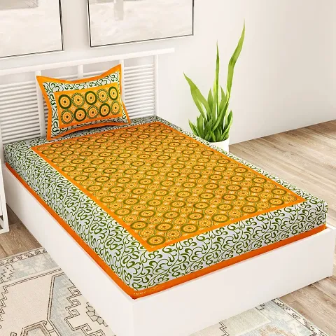 Cotton Single Bedsheet With 1 Pillow Cover (86*59 Inch)