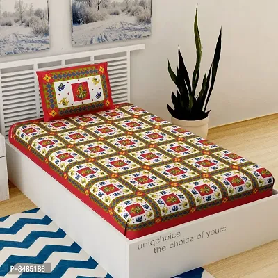 Trendy Cotton Single bedsheet With 1 Pillow Cover-thumb0