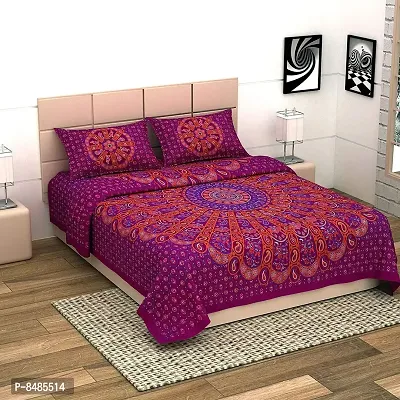 Trendy Cotton King Size Bedsheet With 2 Pillow Cover