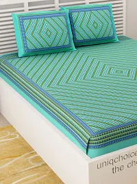 UniqChoice Floral Japuri Printed 120 TC 100% Cotton Double Bedsheet with 2 Pillow Cover ,Green(UCEBD195)-thumb2