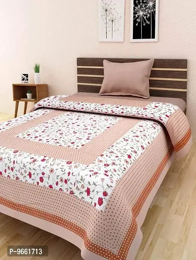 Bombay Spreads Cotton 144 TC Bedsheet (Beige_Single)-thumb0