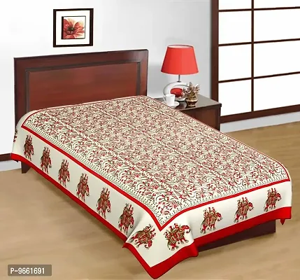 Bombay Spreads Cotton 144 TC Bedsheet |Single Bed Sheet | 100% Cotton | Rajasthani Design | Red, UCESB37