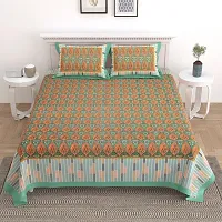 Comfortable Cotton Printed King Size Bedsheet with Two Pillow Covers-thumb1