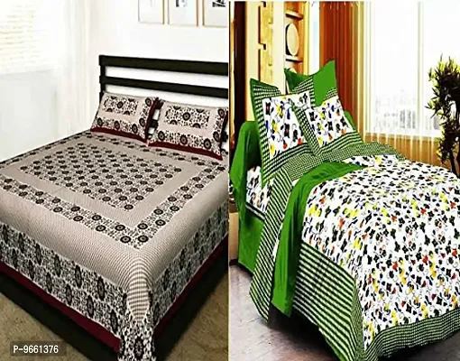 Bombay Spreads 100% Cotton Rajasthani & Jaipuri Traditional 2 Double Bedsheet Combo with 4 Pillow Cover-thumb0