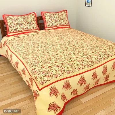 UniqChoice Floral Japuri Printed 120 TC 100% Cotton Double Bedsheet with 2 Pillow Cover,Purpal(UCBDKG70)-thumb0