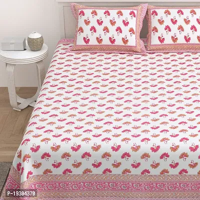 Comfortable Cotton Printed King Size Bedsheet with Two Pillow Covers-thumb3