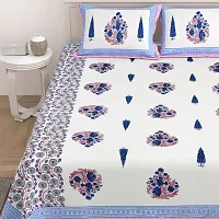 Comfortable Cotton Printed King Size Bedsheet with Two Pillow Covers-thumb2