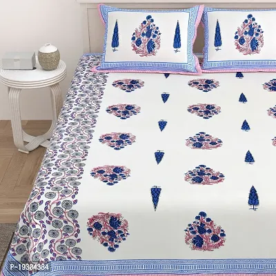 Comfortable Cotton Printed King Size Bedsheet with Two Pillow Covers-thumb3