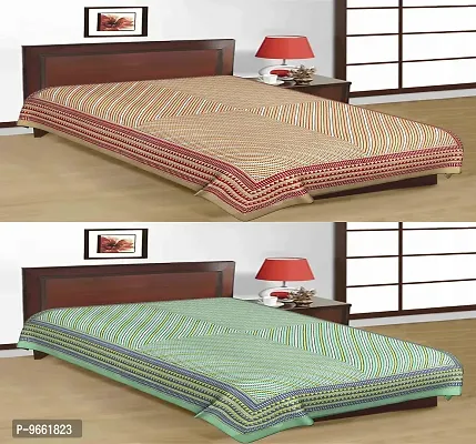 UniqChoice 100% Cotton Jaipuri & Sanganeri Tradititional 2 Single Bed Sheet Combo-thumb0