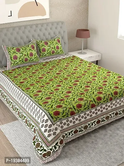 Comfortable Cotton Printed King Size Bedsheet with Two Pillow Covers