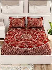 Stylish Fancy Comfortable Cotton Printed 1 Double Bedsheet With 2 Pillow Covers-thumb1