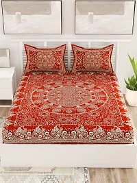Stylish Fancy Comfortable Cotton Printed 1 Double Bedsheet With 2 Pillow Covers-thumb1