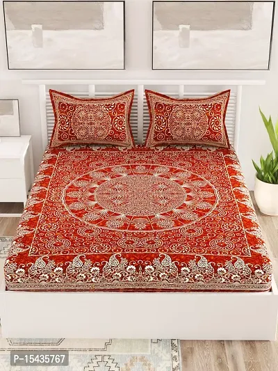 Stylish Fancy Comfortable Cotton Printed 1 Double Bedsheet With 2 Pillow Covers-thumb2