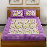 Comfortable Cotton Printed Double Bedsheet with Two Pillow Covers-thumb1