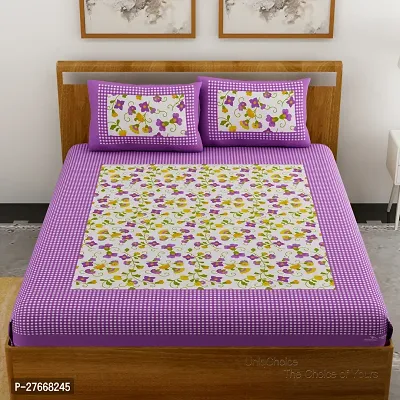 Comfortable Cotton Printed Double Bedsheet with Two Pillow Covers-thumb2