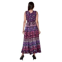 UniqChoice Women's Jaipuri Print Cotton Maxi Long Semi-Stitched Fabric with Sleeves Attached Inside and Back Strips (Purple, Free Size)-thumb3