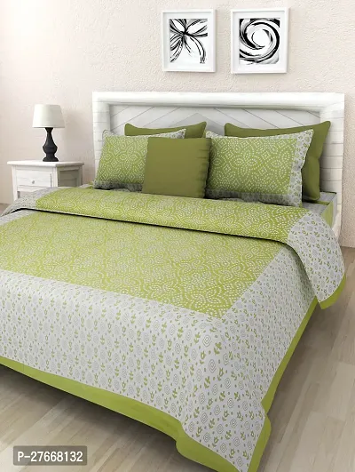 Comfortable Cotton Printed Double Bedsheet with Two Pillow Covers