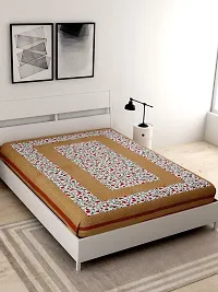 UniqChoice Jaipuri Traditional 144 TC Cotton Single Bedsheet - Beige-thumb2