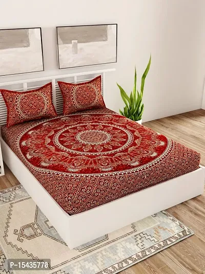 Stylish Fancy Comfortable Cotton Printed 1 Double Bedsheet With 2 Pillow Covers