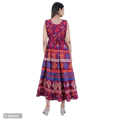 UniqueChoice Presents Maroon Color Jaipuri Printed Long Women's Maxi one Piece Dress Free Size-thumb2