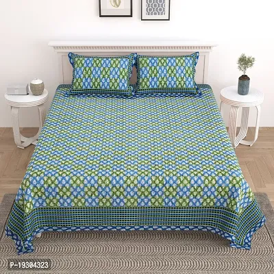 Comfortable Cotton Printed King Size Bedsheet with Two Pillow Covers-thumb2