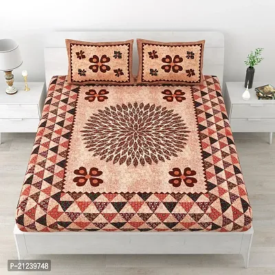 Stylish Fancy Comfortable Cotton Printed Double 1 Bedsheet + 2 Pillowcovers
