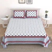 Comfortable Cotton Printed King Size Bedsheet with Two Pillow Covers-thumb1