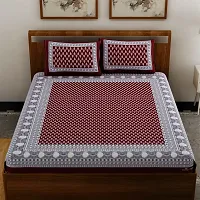 UniqChoice Maroon Color Rajasthani Traditional Printed 120 TC 100% Cotton Double Bedsheet with 2 Pillow Cover,UCEBBD26-thumb1