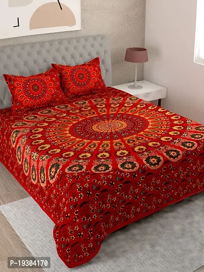 Comfortable Cotton Printed King Size Bedsheet with Two Pillow Covers