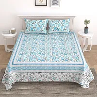 Comfortable Cotton Printed King Size Bedsheet with Two Pillow Covers-thumb1