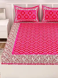 UniqChoice Floral Japuri Printed 120 TC| 100% Cotton| Double Bedsheet| Bedsheet with 2 Pillow Cover | Pink-thumb3