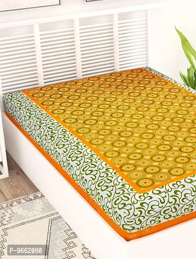 UniqChoice 100% Cotton Yellow Colour Saganari Printed Single Bedsheet.-thumb5