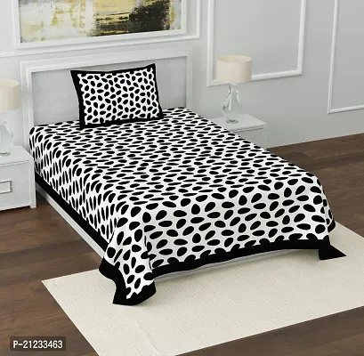 Comfortable Cotton Printed Single Bedsheet with One Pillow Cover-thumb0