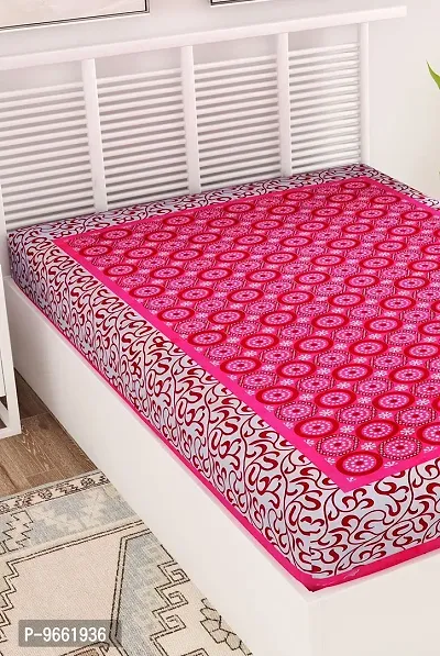 UniqChoice Saganari Traditional 144 TC Cotton Single Bedsheet - Pink-thumb3