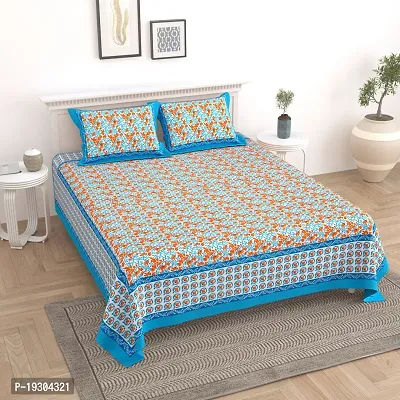 Comfortable Cotton Printed King Size Bedsheet with Two Pillow Covers