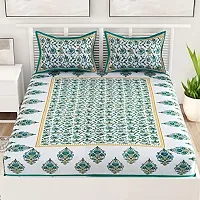 (King Size Double BEDSHEET) 100% Cotton Rajasthani Jaipuri Traditional Print King Size Double Bedsheet with 2 Zipped Pillow Cover(Multicolor?.)-thumb1