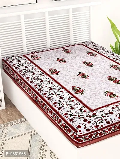 UniqChoice 100% Cotton| Jaipuri Traditional Printed| Single Bedsheet| bedsheet for Single Bed|Beige Colour-thumb3