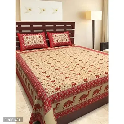 UniqChoice Latest Collection Glazed Cotton King Size Double Bedsheet with 2 Pillow Covers- Rajasthani Traditional Print Apt for Home and Room D?cor Now!!!!(Multicolor??.)-thumb0