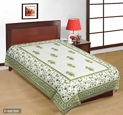 UniqChoice 100% Cotton Beige Colour Jaipuri Traditional Single Bedsheet.-thumb0