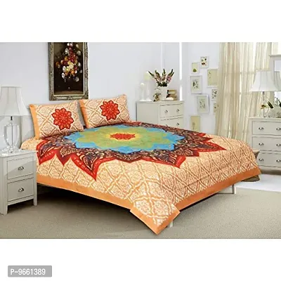 UniqChoice Elegant Design 180 TC Cotton Double Bedsheet with 2 Pillow Covers - Brown
