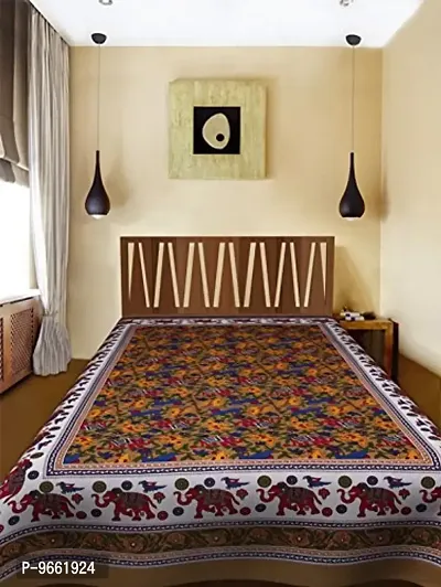 UniqChoice 100% Cotton Yellow Colour Jaipuri Traditional Printed Single Bedsheet.